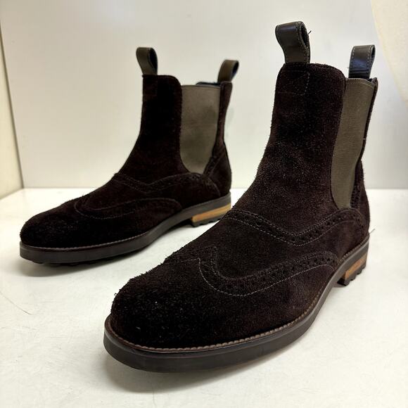 Cole Haan x Nike Air Grayson Dark Brown Suede Wingtip Chelsea Boots C10856 9 - Picture 5 of 12